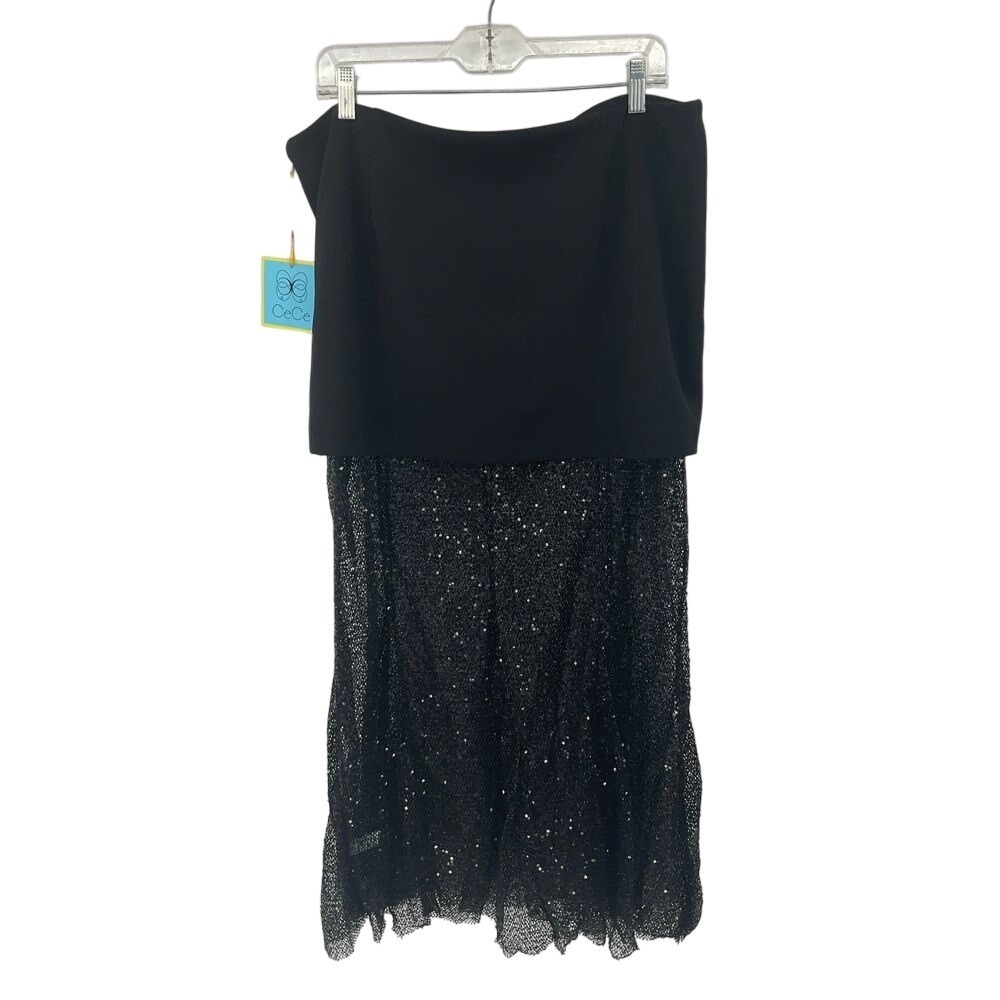 CeCe Sequin Party Dress Black Sleeveless‎ Cocktail skirt